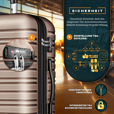 tillvex® Reisekoffer Set 3-teilig mit Gepäckwaage, Koffergurte und Kofferanhänger | Hartschale Koffe