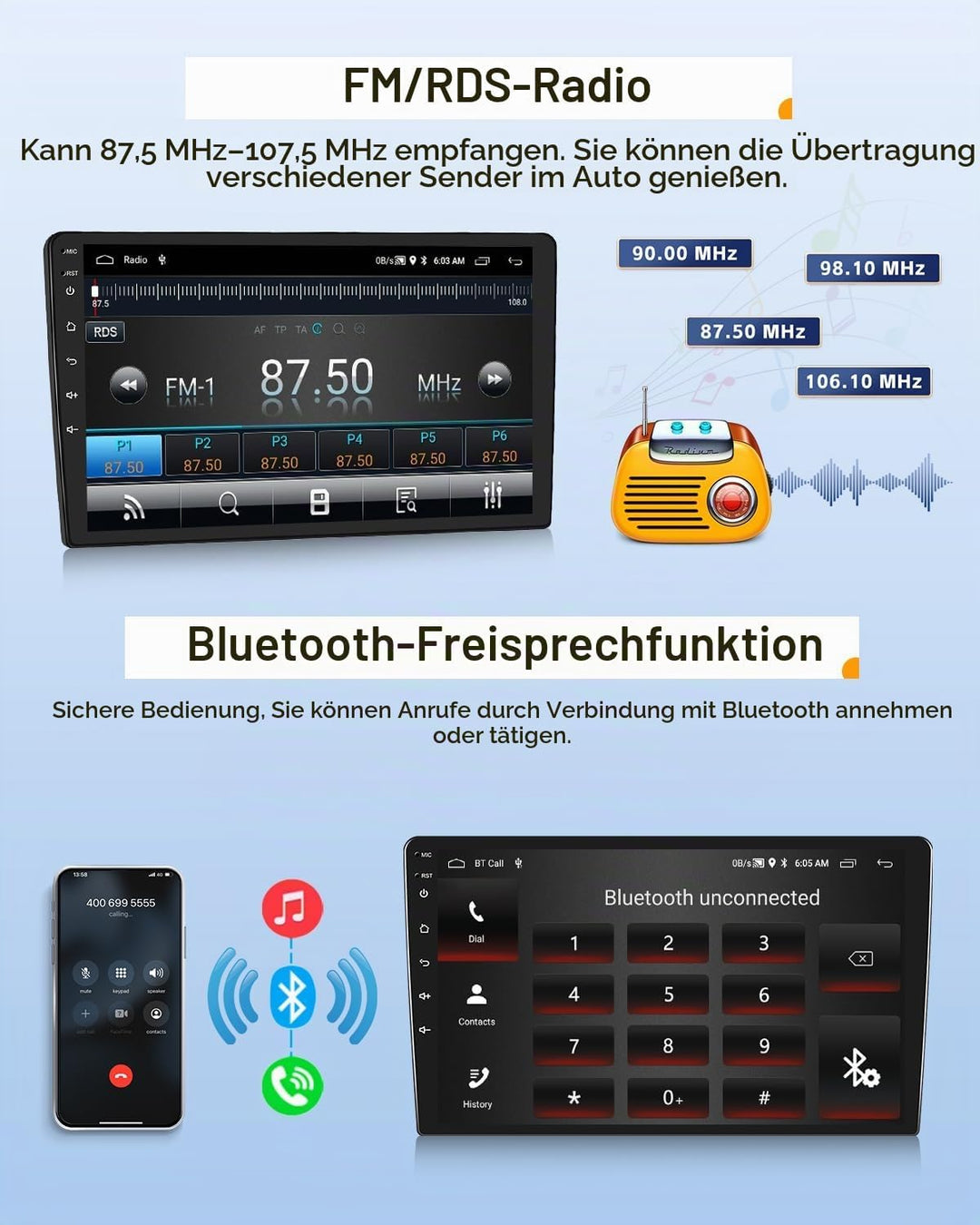 2G+64G CAMECHO Android 13 Autoradio für Hyundai IX35 2010-2015 mit Navi Carplay Android Auto,Doppel