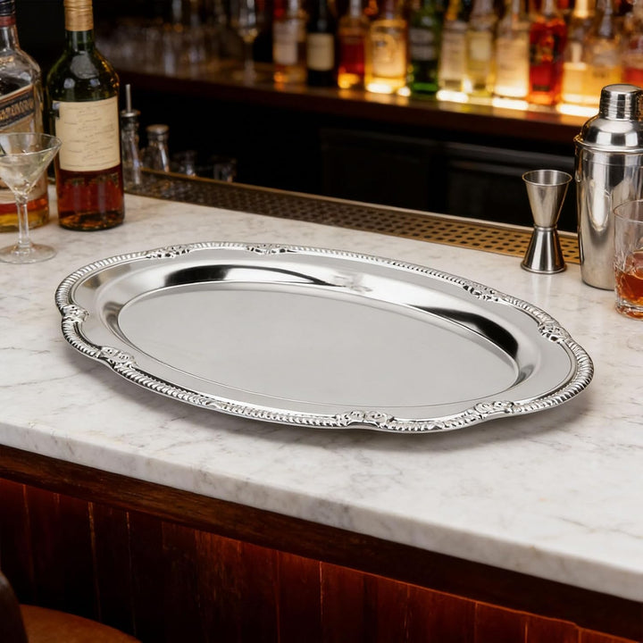Zerodis Desserttablett, Vintage-Servierplatte aus Metall Im Hofstil mit Gravur, Dekorative Servierpl