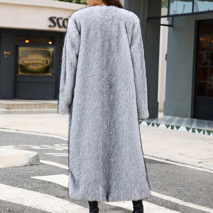 Ansenesna Winterjacke Damen Lang Warm Mit Fell Wintermantel Elegant Felljacke Braun Winter Flauschig