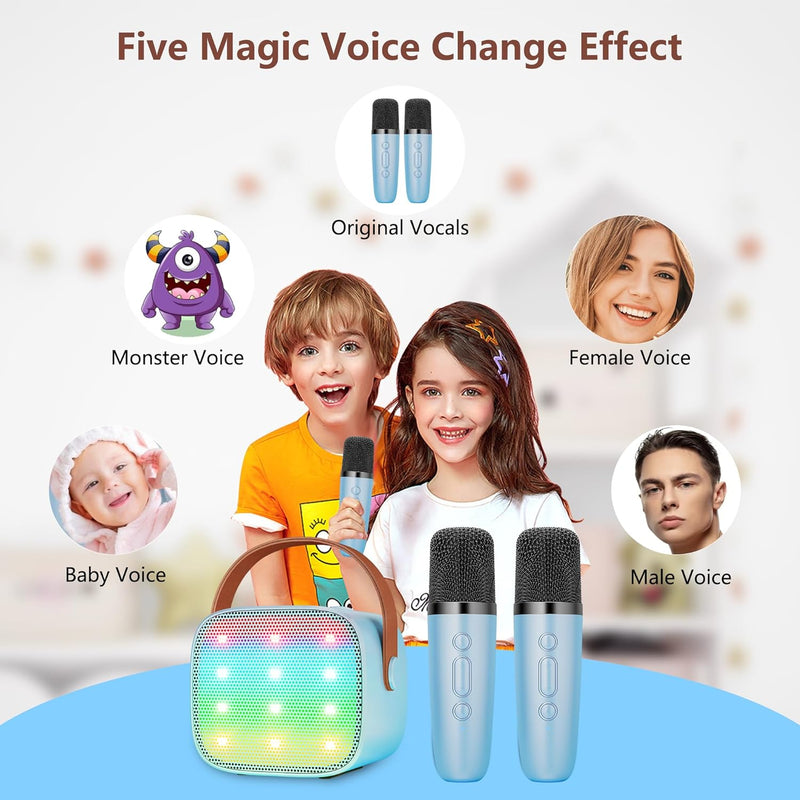BONAOK Mikrofon Karaoke Spielzeug 2 Mikrofon, Bluetooth Karaokemaschinen für Kinder Erwachsene, Kara