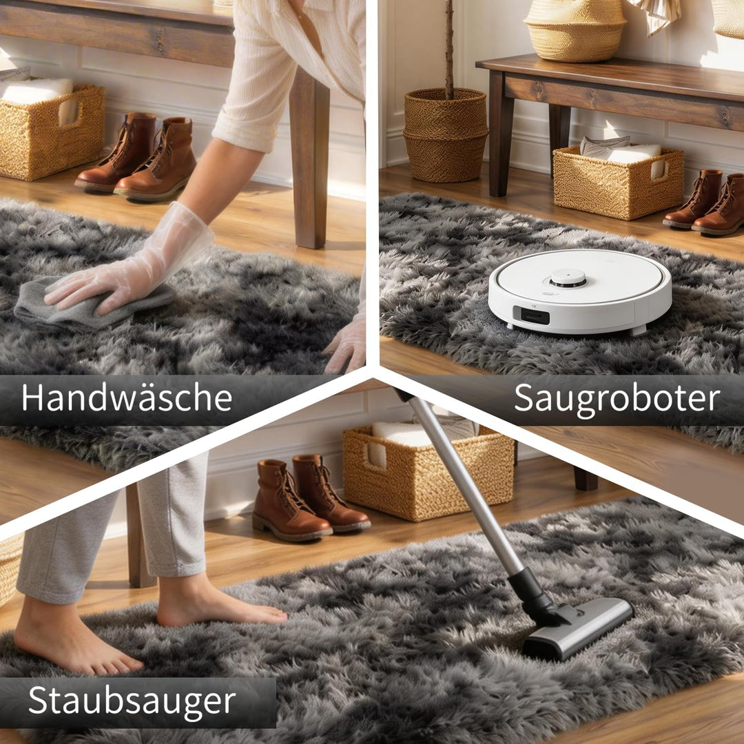 VOFUSHON Wohnzimmer Hochflor Teppich,Shaggy Flur Läufer Teppich Modern Flauschiger Weich Teppich Gro