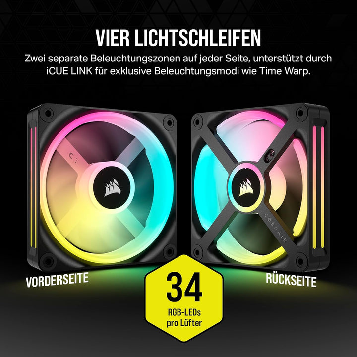 Corsair iCUE LINK QX120 RGB 120mm Magnetic Dome RGB Lüfter - Schwarz Nur Fans Einfach (120mm) Schwar
