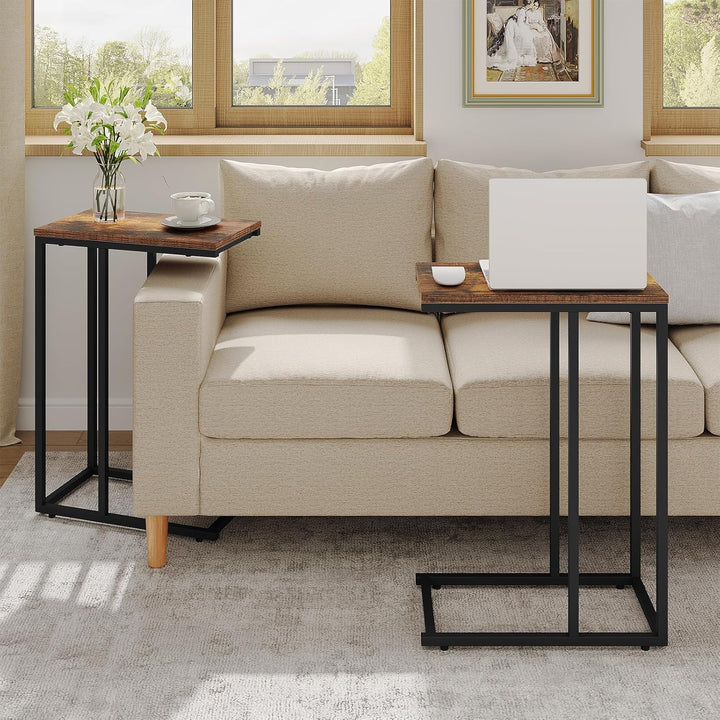 WOLTU Beistelltisch 2er Set Kaffeetisch Couchtisch Sofatisch Nachttisch Betttisch Laptoptisch, Geste