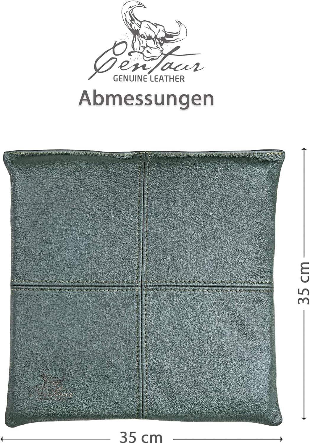 Centaur - Hochwertiges Leder Sitzkissen - Flaschengrün 35x35 cm - Ideal für Stuhl oder Sitzbank - Ab