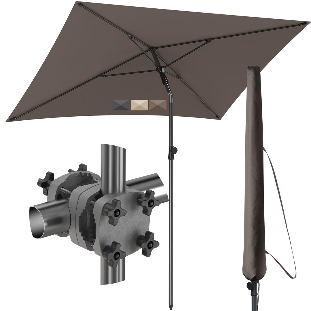 4smile Sonnenschirm Balkon SunnyShade, Sonnnenschutz Balkon SET 3-in-1, Taupe - UV50+ SunnyGuy Sonne