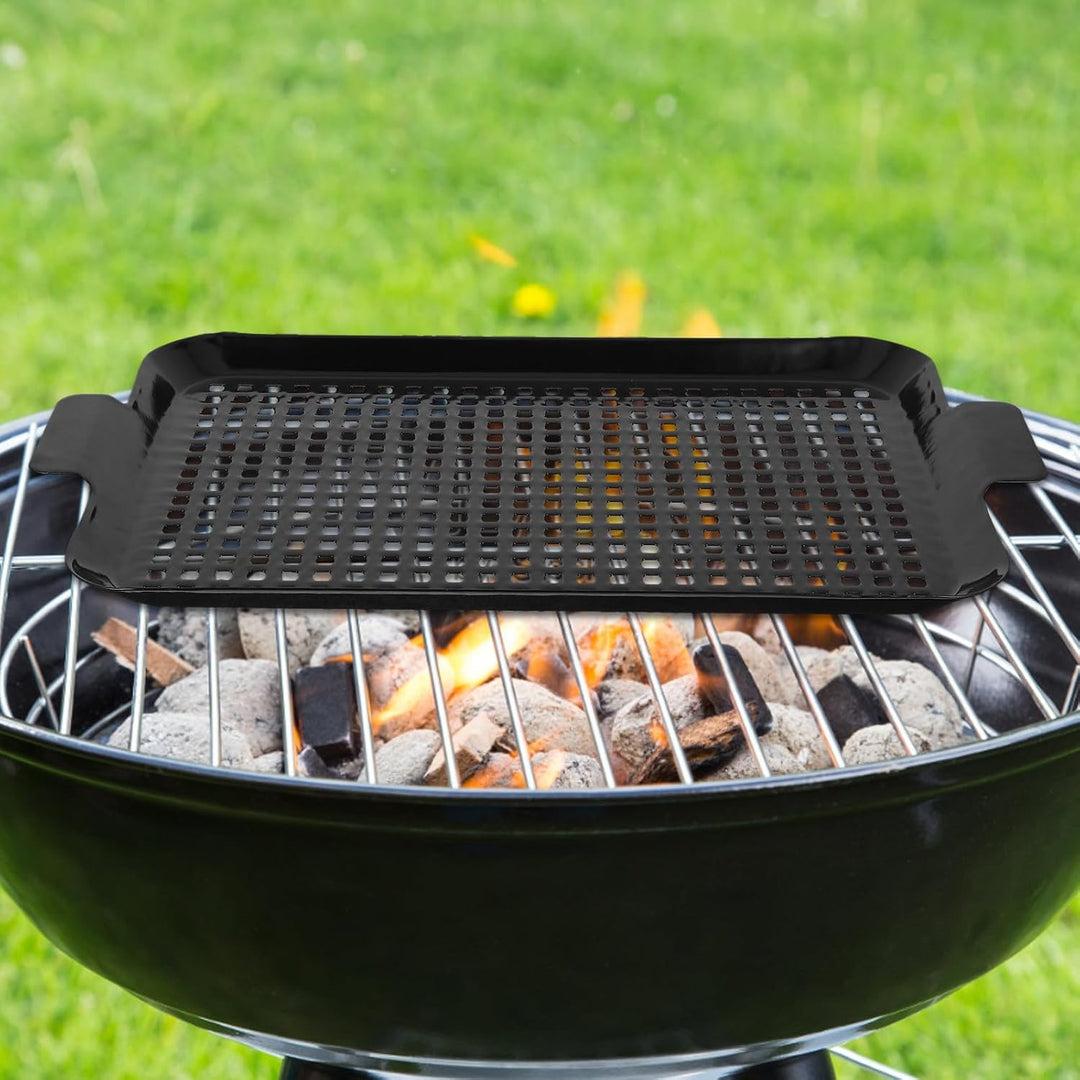 VICASKY 2 Stück Comal para Tortillas Antihaft Austerngrillpfanne aus Edelstahl mit Löchern und Griff