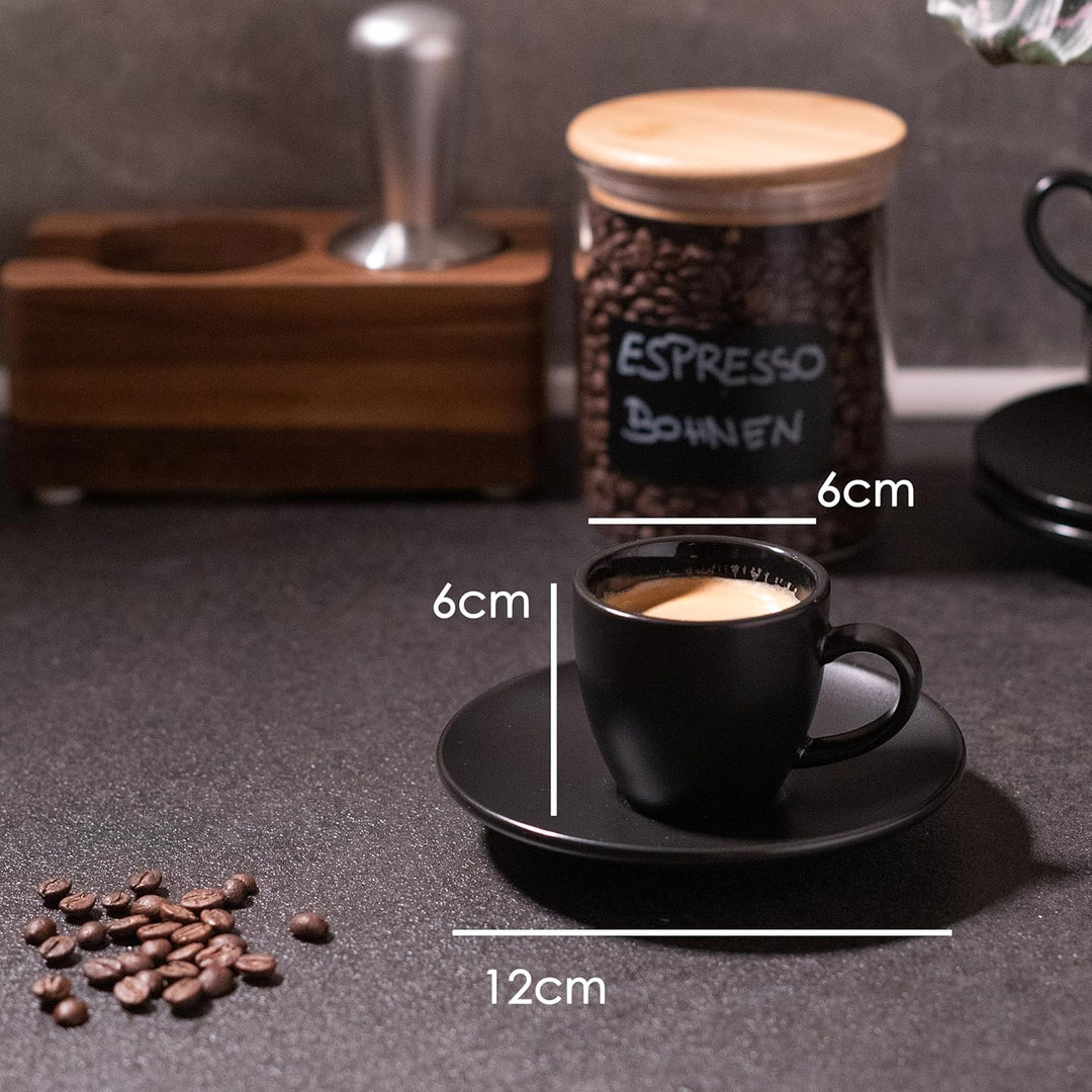 Hanseküche Espressotassen Set aus Steingut – Hochwertiges 4er Set, handgefertigt &amp; dickwandig, Stein