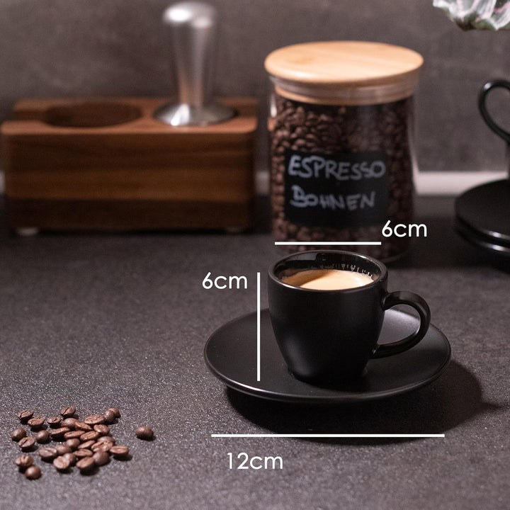 Hanseküche Espressotassen Set aus Steingut – Hochwertiges 4er Set, handgefertigt &amp; dickwandig, Stein