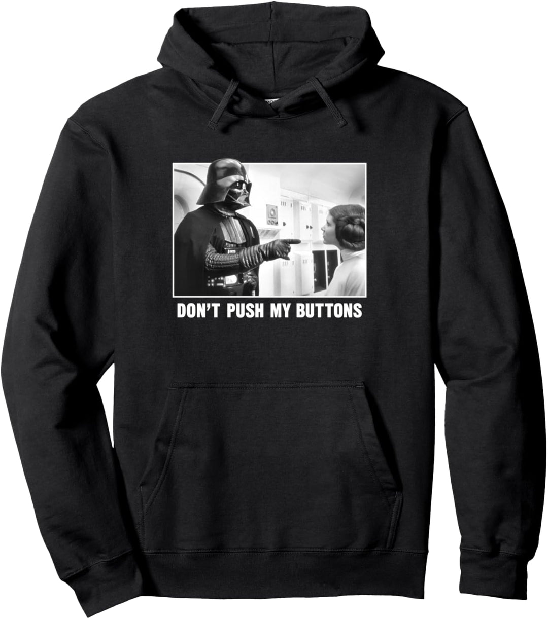Star Wars Darth Vadar Princess Leia Don't Push My Buttons Pullover Hoodie