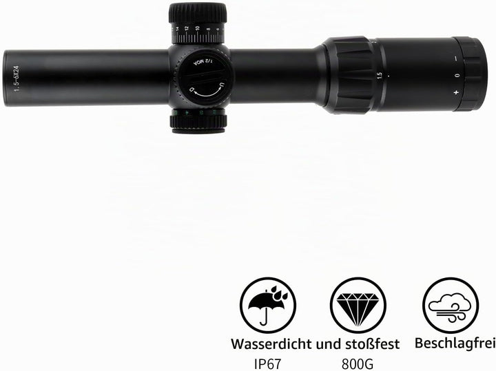 FOCUHUNTER 1.5-6X24mm Teleskop, seitlicher Parallaxenausgleich optisches Monokular, grüner voll mult