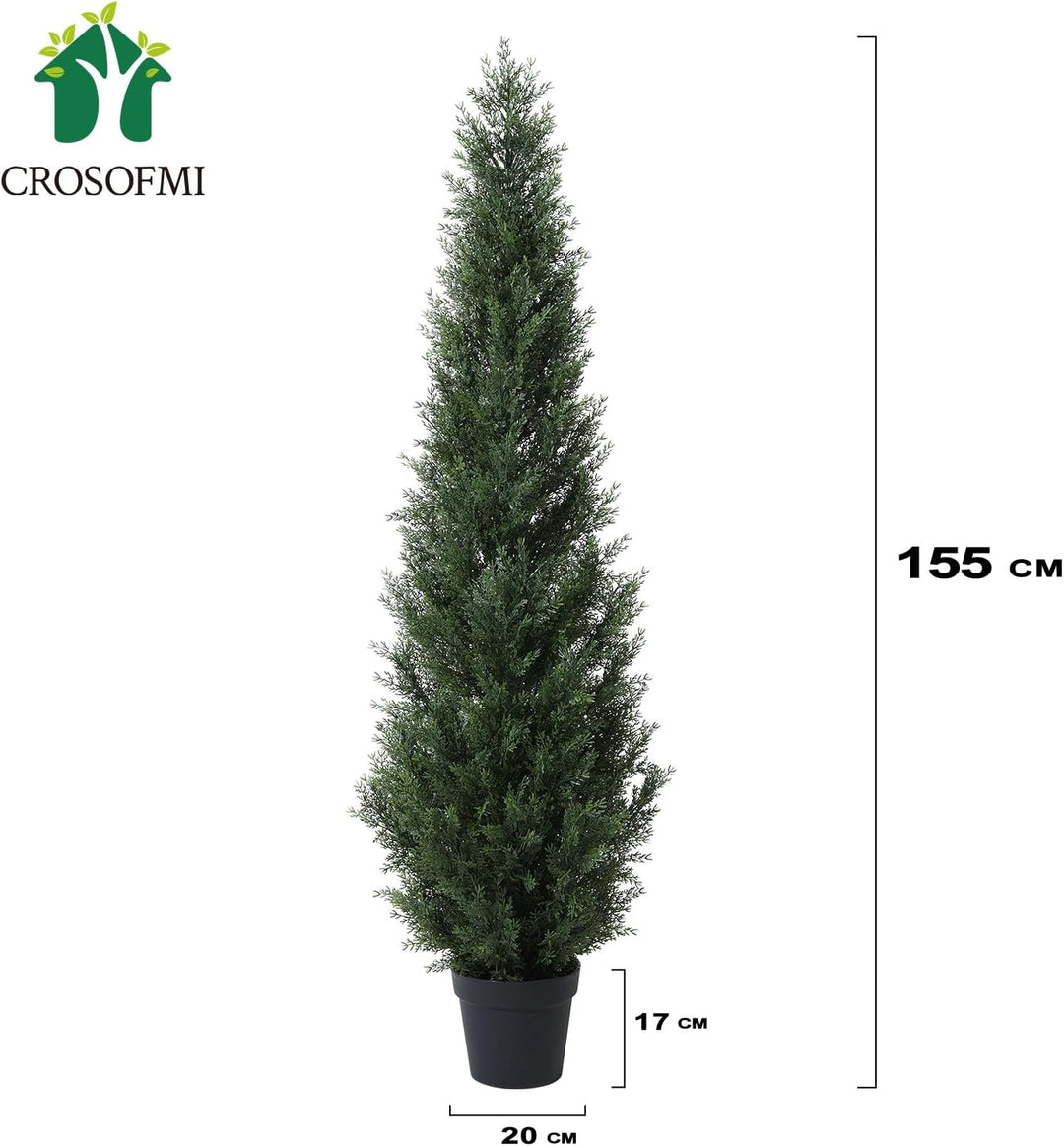 CROSOFMI Künstliche Pflanzen Gross Zedernbaum 155 cm Kunstpflanzen Wie Echt im Topf Plastik Fake Pla