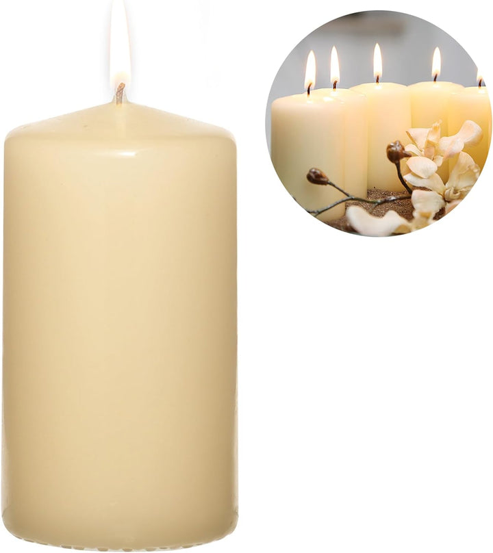 Candelo 8er Set Stumpenkerzen Weihnachten Kerzen - Champagner 5,8cm x 12cm - Advent Kerze Weihnachts