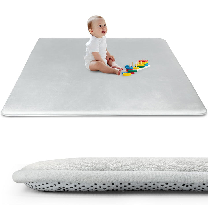 Samtige Baby-Spielmatte für den Boden: 127 * 127 * 3 Weicher Memory-Schaum-Teppich für Laufgitter, r