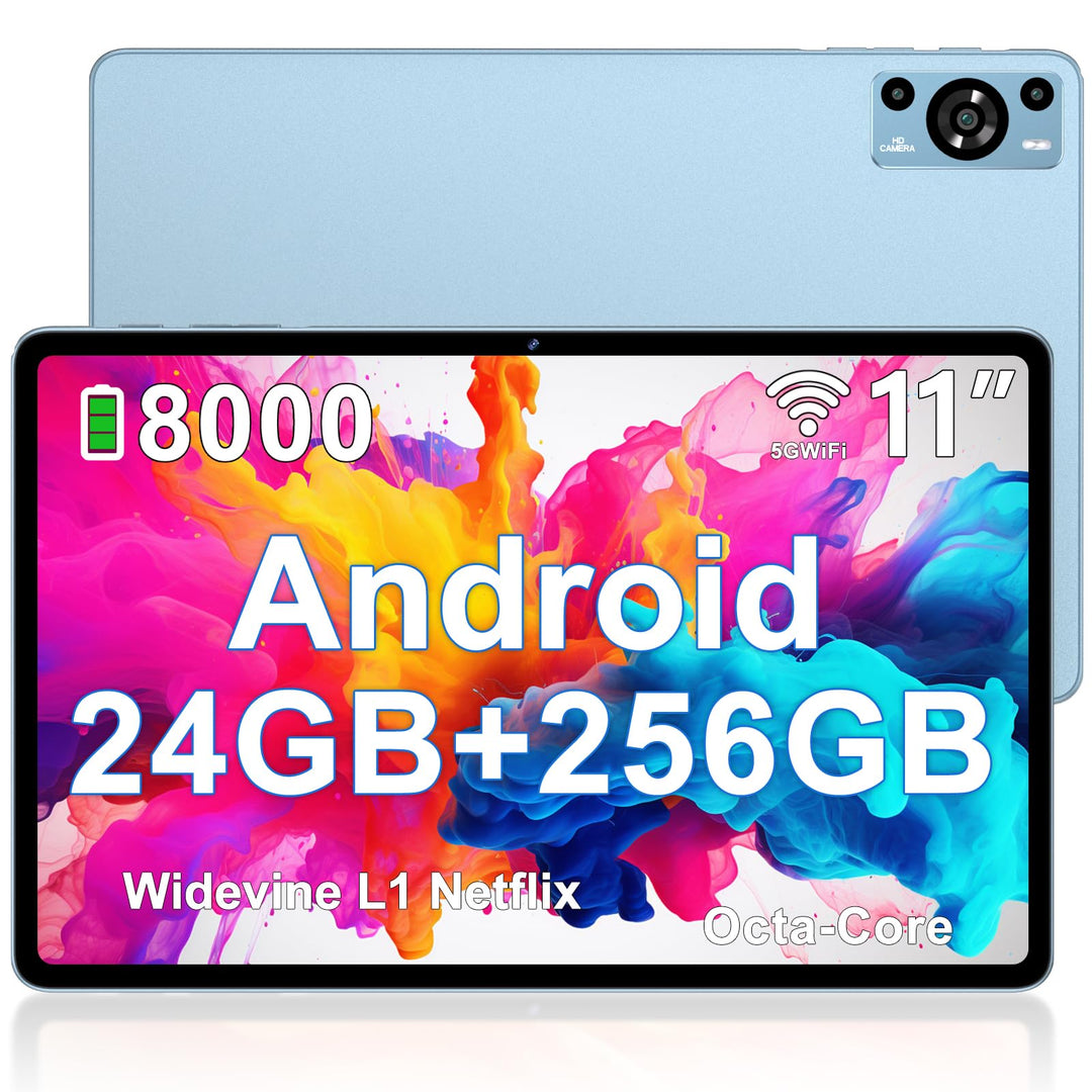 ZIOVO 2026 Neuest Tablet 11 Zoll Android mit 24GB RAM+256GB ROM/TF 2TB, Octa-Core 2.0 GHz, GMS, 8000