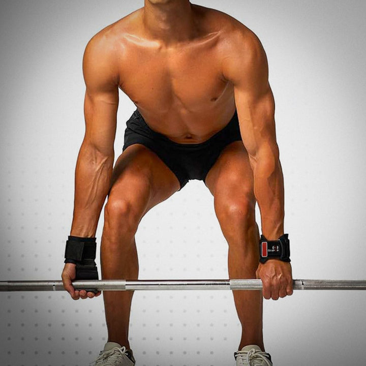Fitness Zughilfen Krafttraining (Paar), 8mm dicke Gepolstert Handgelenkschutz Gewichtheberhaken Gumm