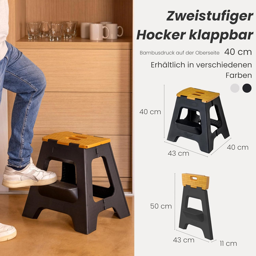 Vigar Compact Step Stool Foldable, Step Stools for Adults, Two-Step Stool, 16-inch, Lightweight Stoo