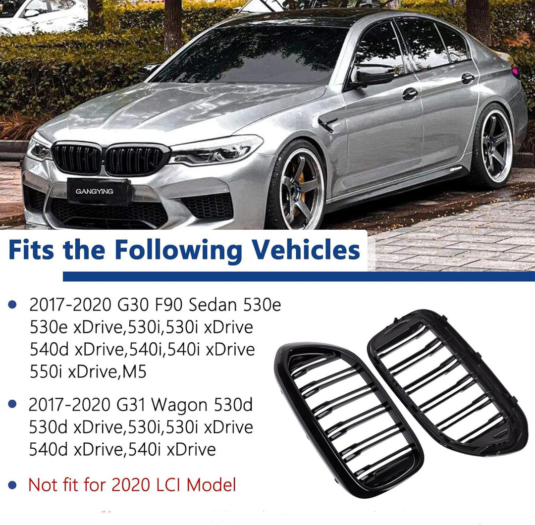 YIUBCZOQI G30 Kühlergrill, vorderer Nieren Grill passend für BMW 5er G30 G31Nieren Schwarz 2017-2020