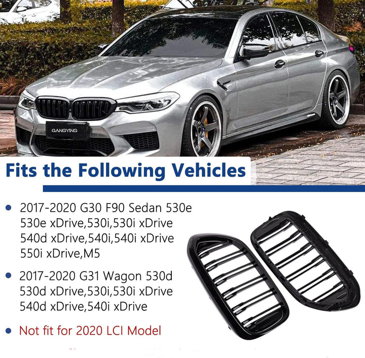 YIUBCZOQI G30 Kühlergrill, vorderer Nieren Grill passend für BMW 5er G30 G31Nieren Schwarz 2017-2020