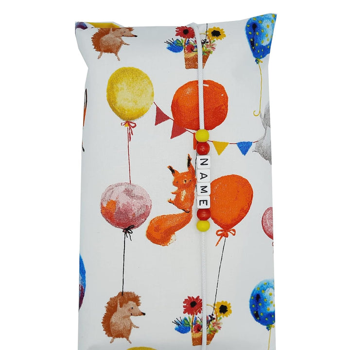 Grosse Windeltasche XXL mit Name personalisiert - Wickeltasche Waldtiere Fuchs mit Luftballon