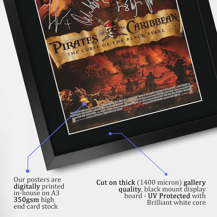 HWC Trading Pirates Of The Caribbean The Curse Of The Black Pearl A3 Gerahmte Signiert Gedruckt Auto