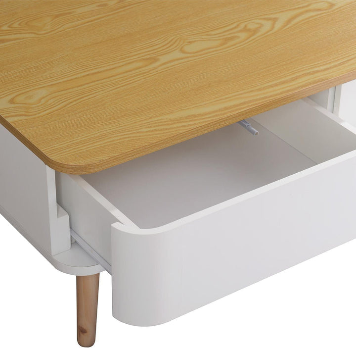 Menzzo Bergen Couchtische mit Stauraum, Holz/Weiss, L95 x T50 x H35 cm