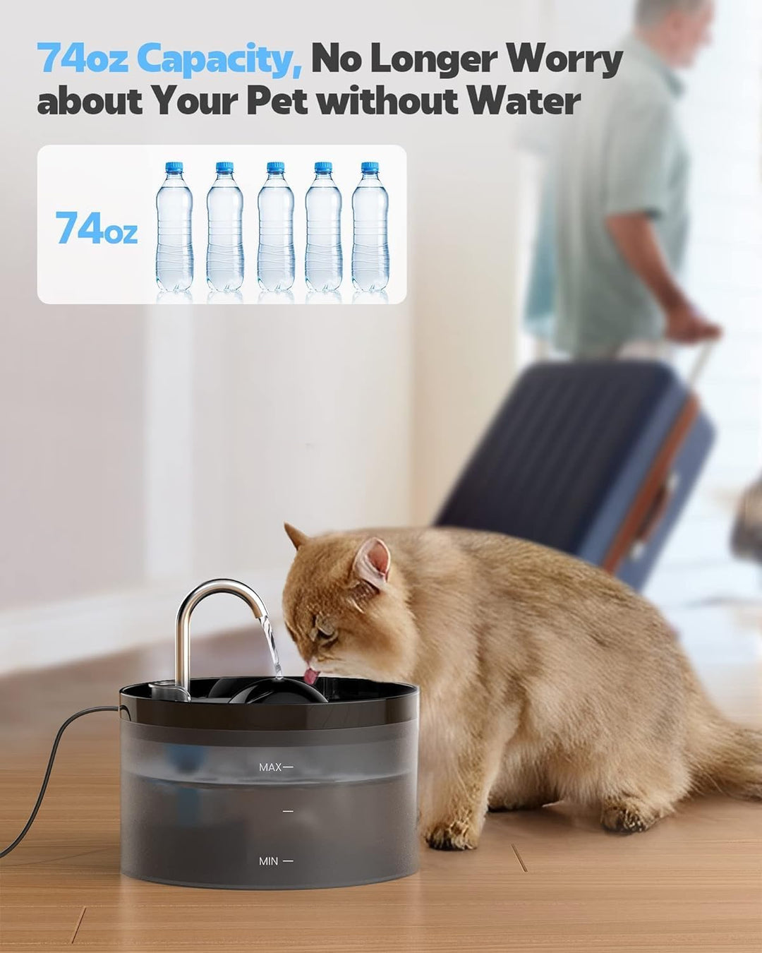 UIOOQ Katzenbrunnen, Haustierbrunnen mit Ultra-Stiller Pumpe, Aktivkohlefilter hält das Wasser Saube