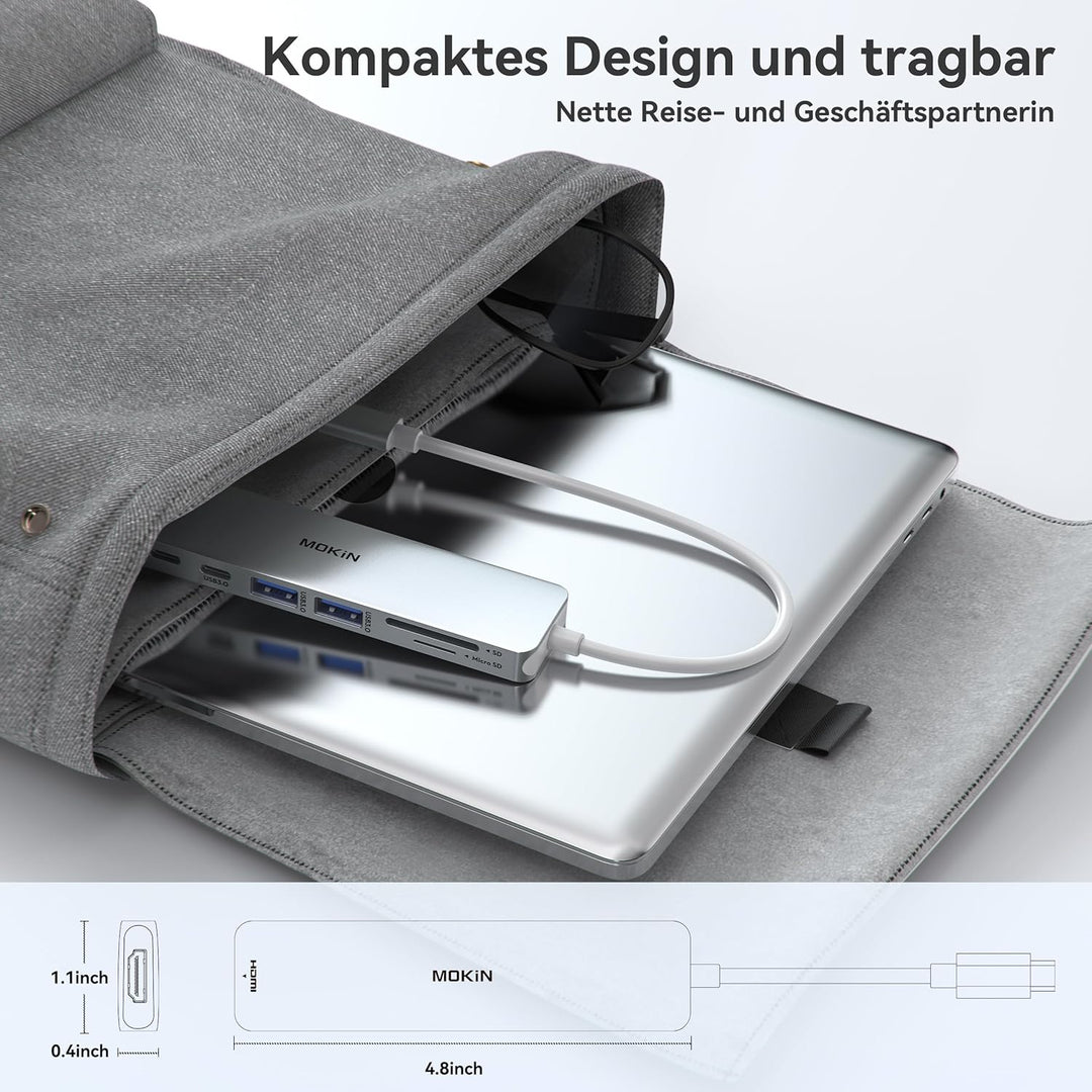 USB C Hub, USB C Multiport Adapter für MacBook Pro/Air, 7 in 1 MacBook Adapter USB C auf HDMI Hub, 2