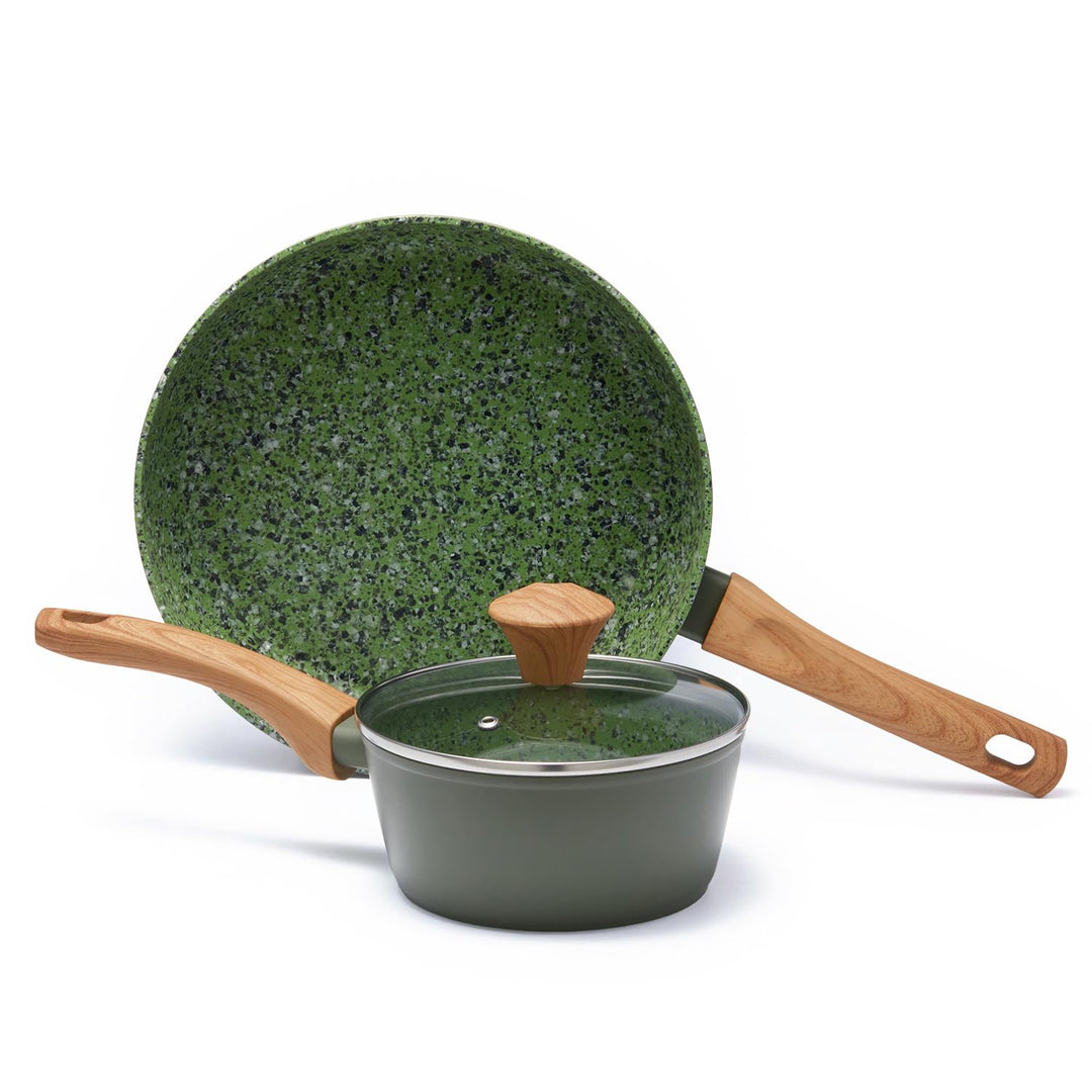 Topfsets Pfannenset, 3-Teilig 28cm Schweizer Granit Beschichtung Pfanne Set, Antihaft-Keramik-Kochge