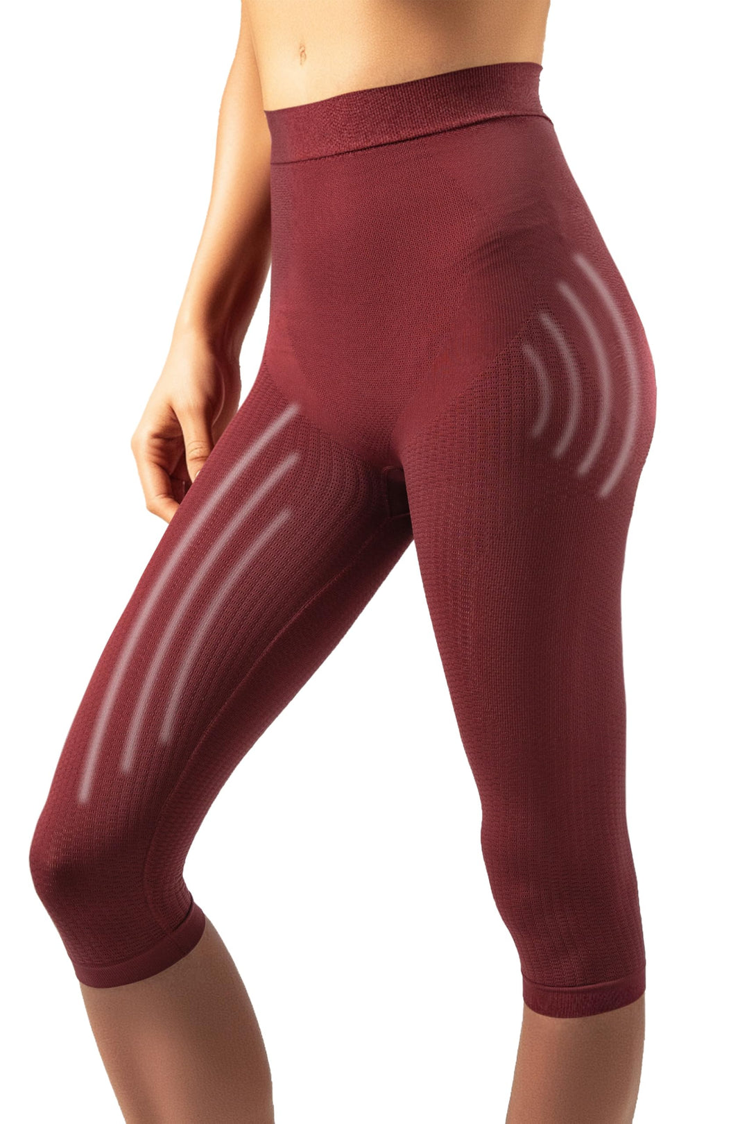 SLIMCELL Anti Cellulite Leggings Damen Draining Capri Unterm Knie - Shape Leggings Damen, Mikrofaser