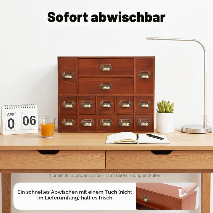 Mini Kommode mit 14 Schubladen Vintage Schubladenschrank Holz-Apothekerschrank für den Tisch geeigne