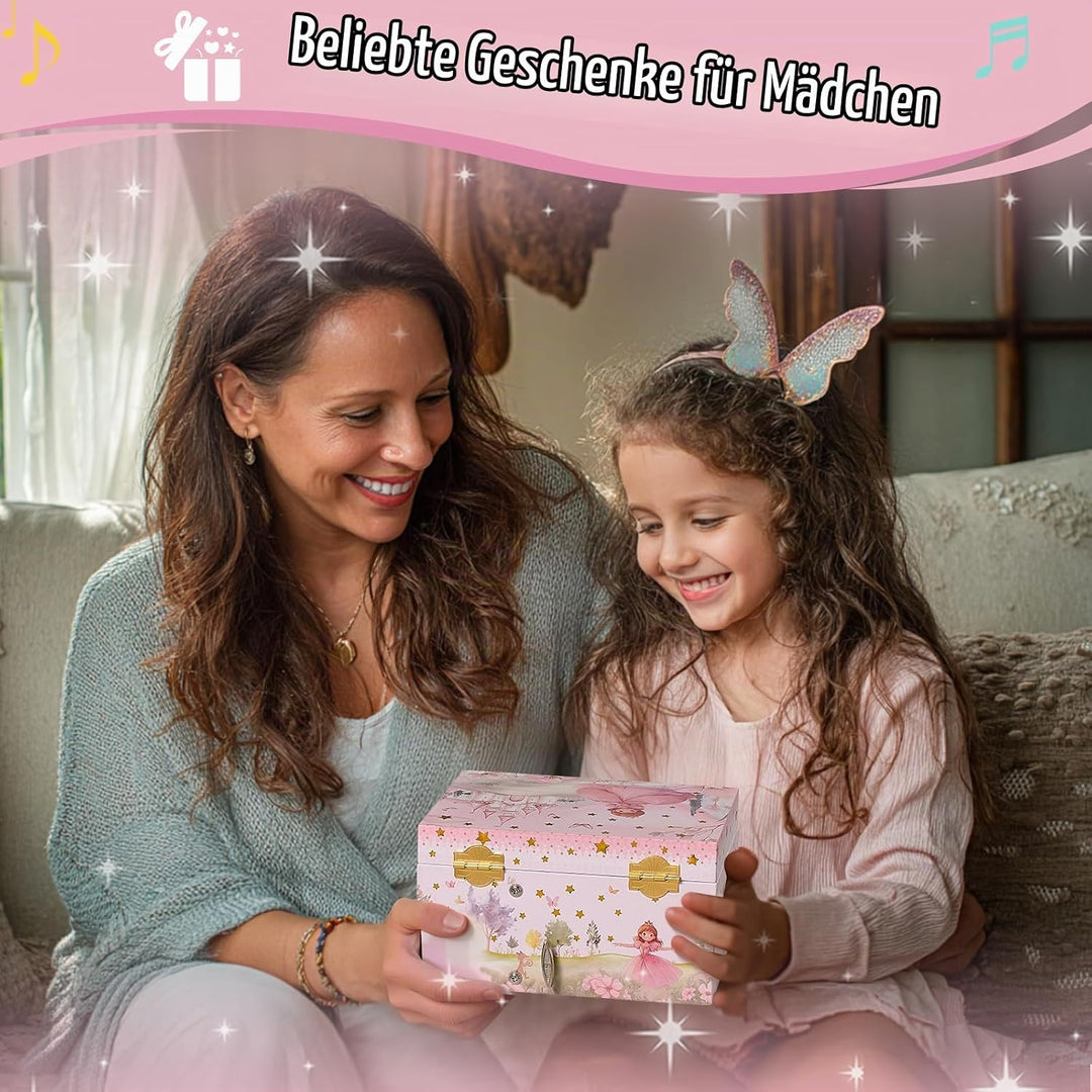 ProCase Kinder Musik Box Schmuckkästchen mit Spieluhr Princess, Schmuckschatulle mit Melodie für Mäd