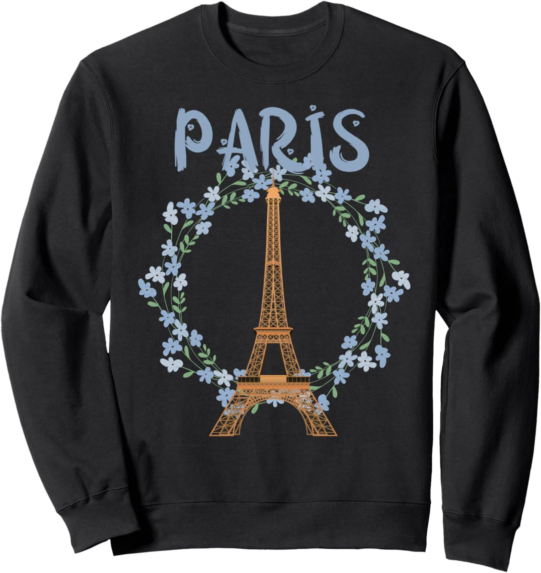 Paris France Floral Wreath Eiffel Tower Novelty Gift Sweatshirt