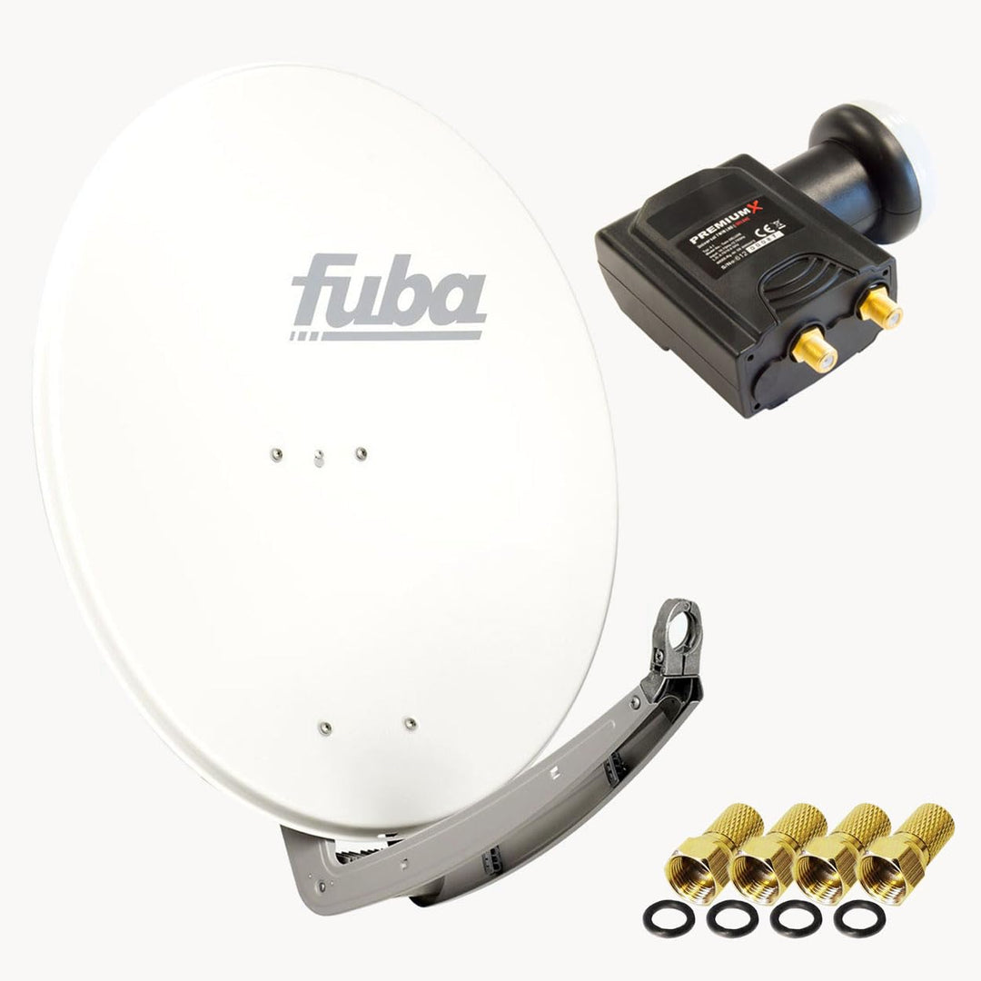 Fuba DAA 780 Satellitenantenne Aluminium in Weiss HDTV 3D 4K Premium X Deluxe Twin LNB Sat 78 cm + T