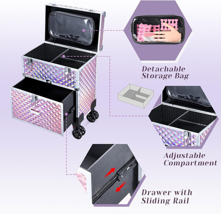 Kosmetikkoffer Trolley Kosmetik Trolley mit Schublade Make up Koffer Schminkkoffer Friseurkoffer mit