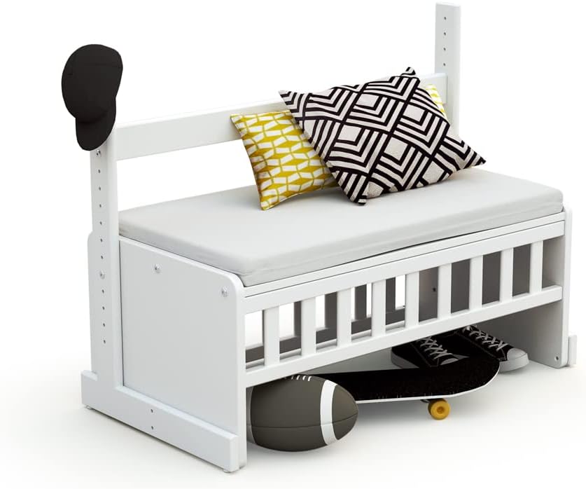 AT4 – Weige Babybett Beistellbett Holz mit Matratze und rollen CONFORT Weiss 40 x 80 cm| 86 x 58,5 x