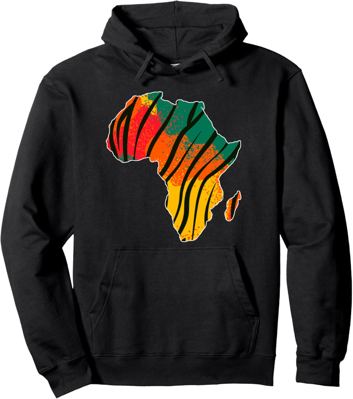 African Tiger Stripes Colored Traditoinal Pattern Map Design Pullover Hoodie
