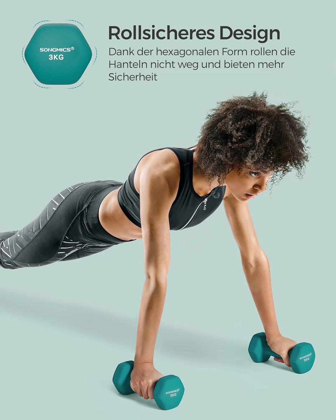 SONGMICS Hanteln, 2er Set,Hantelset, Kurzhanteln, Hexagon, Neopren-Beschichtung, Krafttraining, Work