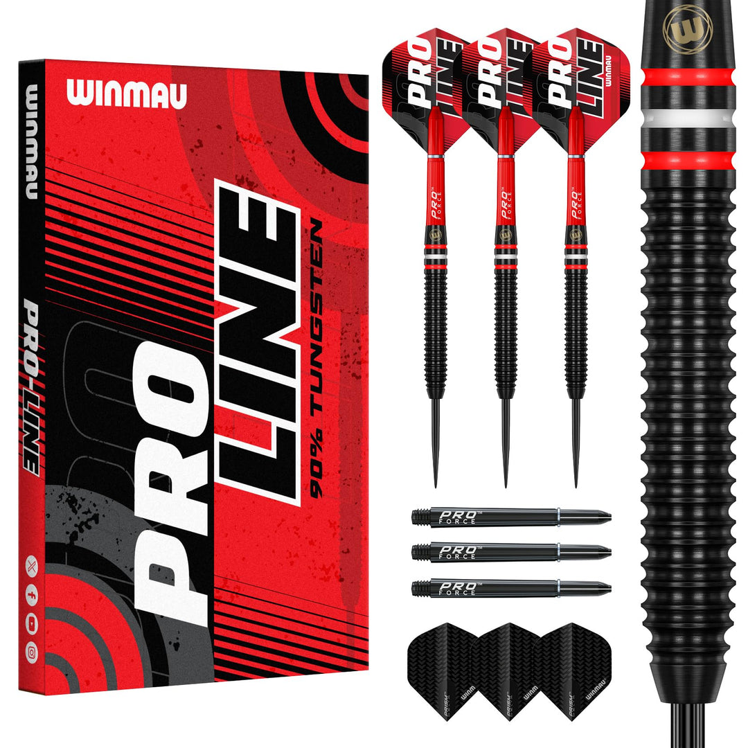 WINMAU Pro-Line Profi Wolfram Steeltip Dartpfeile Set mit Flights und Schäfte 23g Steeltip, 23g Stee