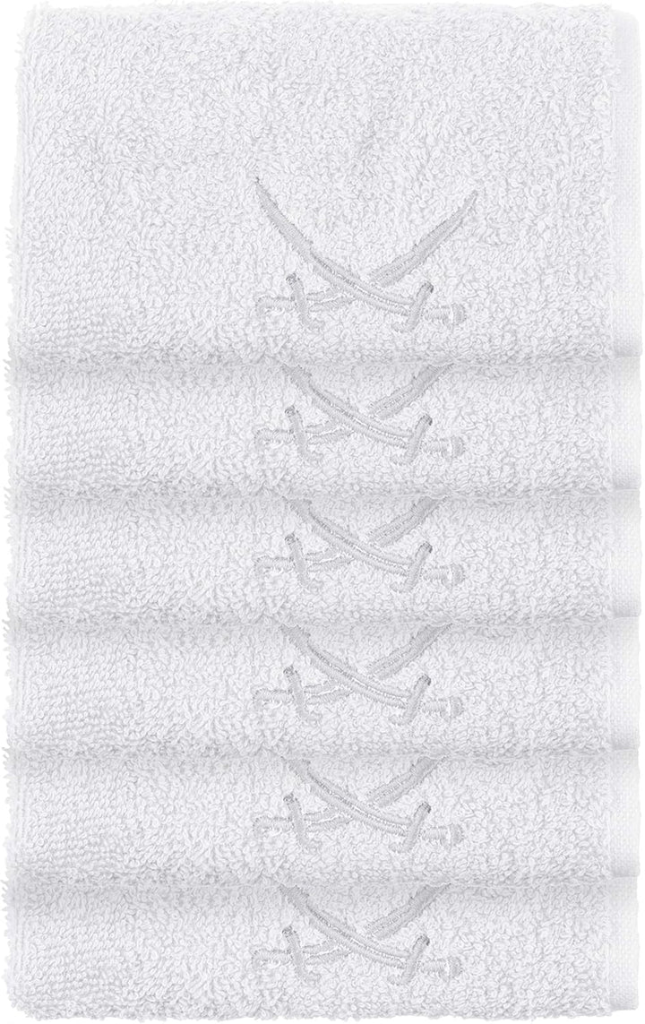 Sansibar Seiftücher 6er Set ca. 30x30 cm 100% Baumwolle mit gesticktem Säbel Logo Handtücher Gästetü