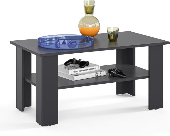 KOMTO Couchtisch Anthrazit Vienna - Wohnzimmertisch Modern Couchtisch Holz 90 x 50 x 43 cm Tisch Woh