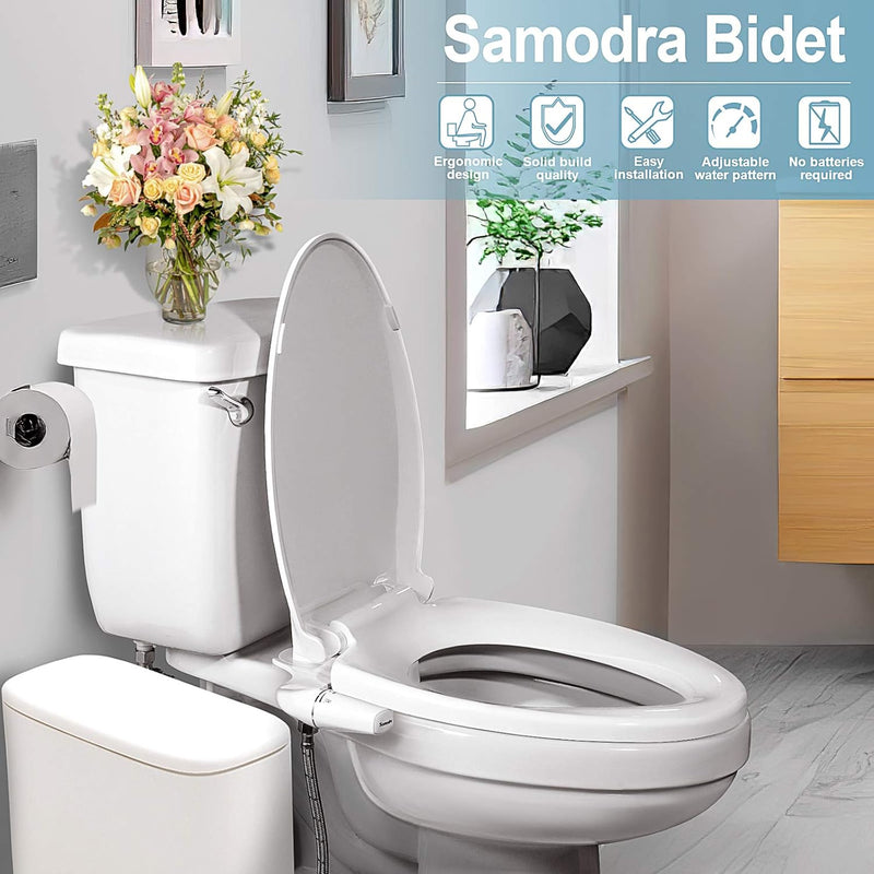 SAMODRA Selbstreinigendes Bidet für Toilette, ultradünn, Einzeldüse, Bidet-Aufsatz für Toilette mit