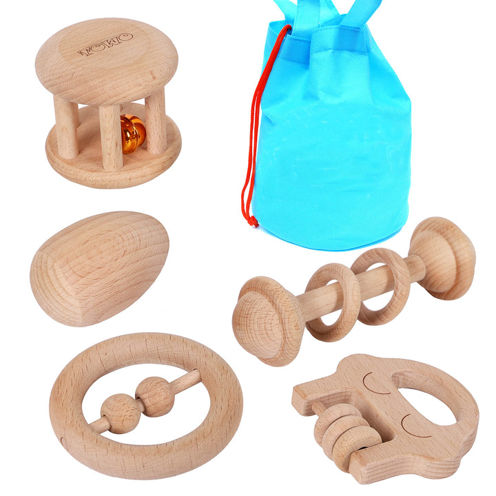 TOWO Holzrasseln Maracas Babyspielzeug 6 Monate - Bio-Öko Kleinkinder Greifen Zahnen Natürliches Mus