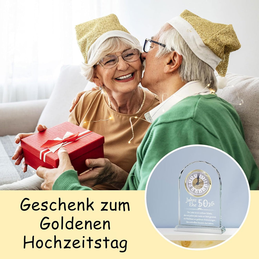 Top-spring Geschenk zum 50. Jahrestag der Hochzeit, Schreibtischuhr als Andenken für Eltern und Gros