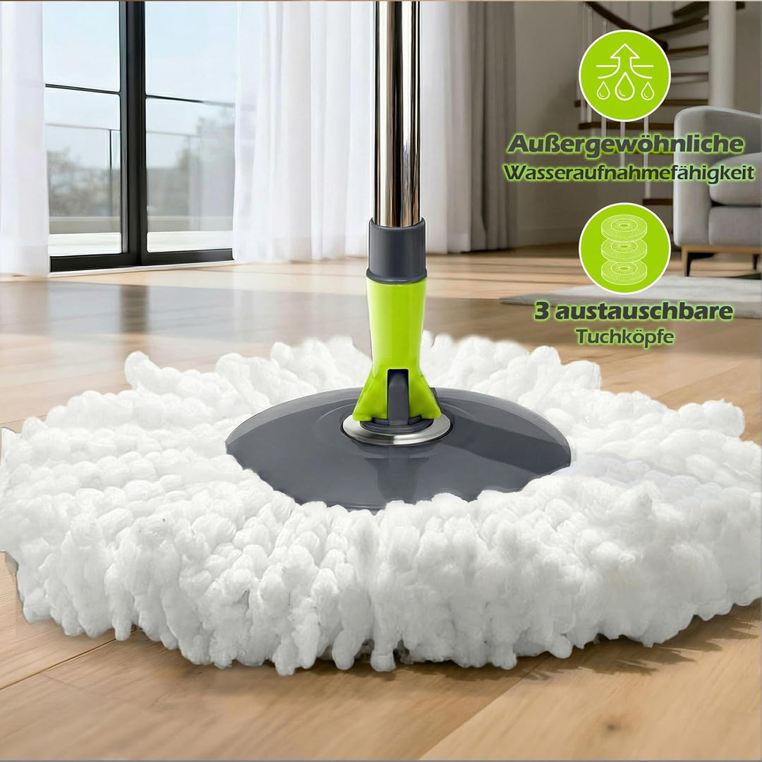Wischmopp Set mit Eimer, Masthome 2-in-1 Bodenwischer Komplett Set mit 3 Mikrofaser-Pads, Wischmopp