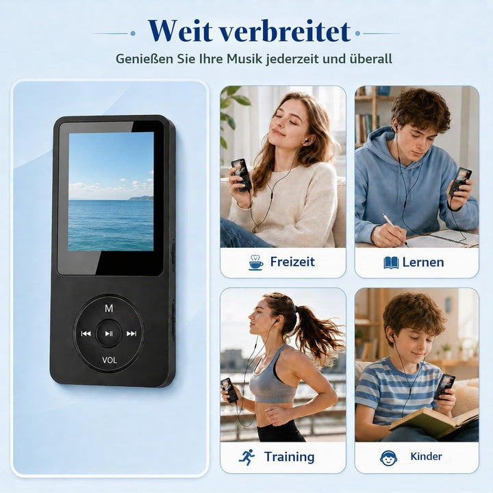 128GB MP3 Player Bluetooth 5.3 mit Lautsprecher, inkl. 128GB Speicherkarte, 1,8 Zoll TFT Musikplayer