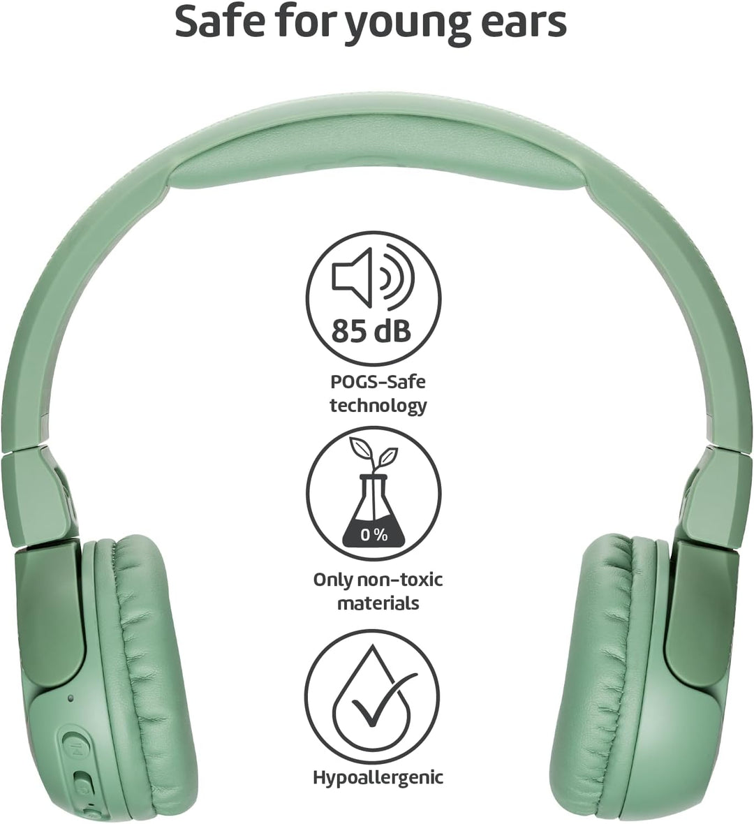 POGS Drahtloser Bluetooth Kinderkopfhörer | The Gecko 2 | Faltbarer robuster Kinderkopfhörer ab 3 Ja