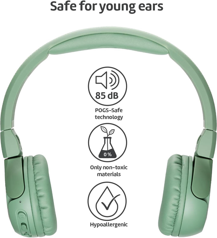 POGS Drahtloser Bluetooth Kinderkopfhörer | The Gecko 2 | Faltbarer robuster Kinderkopfhörer ab 3 Ja