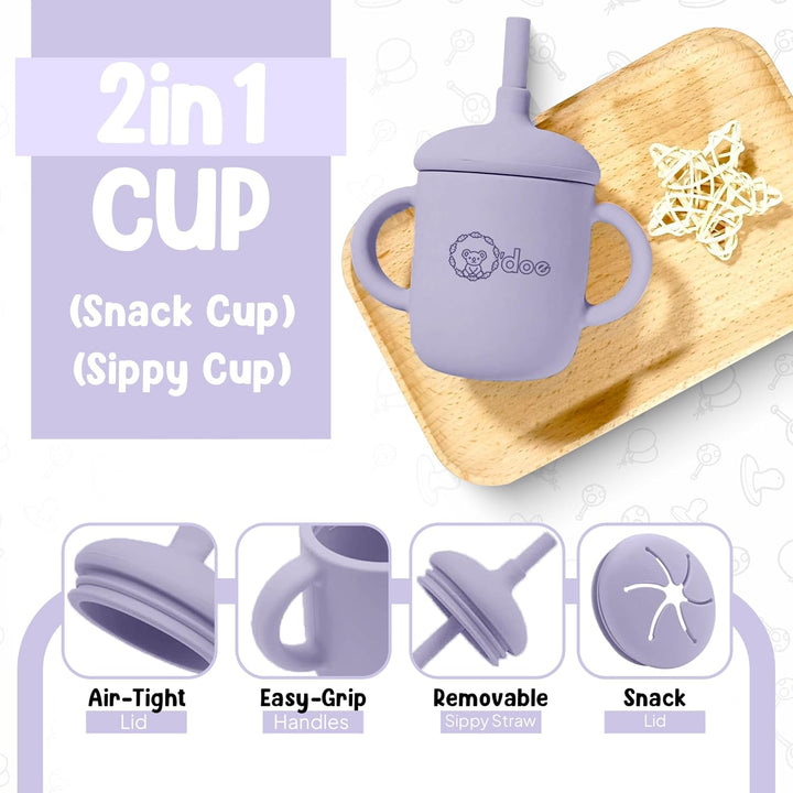 O'doe 17-teilig Baby LED-Entwöhnungszubehör für Kleinkinder, Babyfütterungsset | Saugnapf-Silikon-Ba