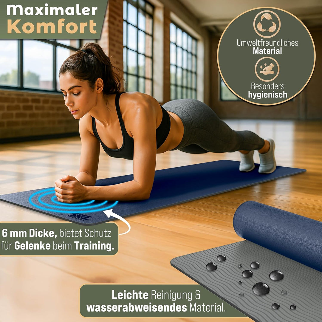 Yogamatte Phthalatfrei | Gymnastikmatte rutschfest | Fitnessmatte schadstofffrei | Trainingsmatte mi